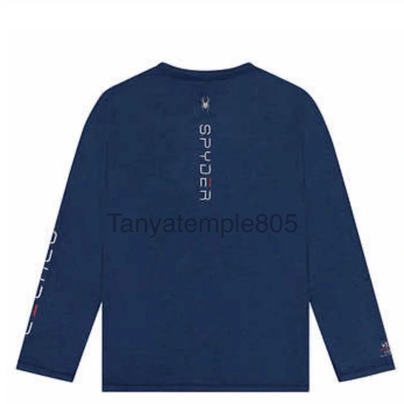 Spyder Swim Mens Long Sleeve Rashguard Shirt Blue Medium - Picture 4 of 13